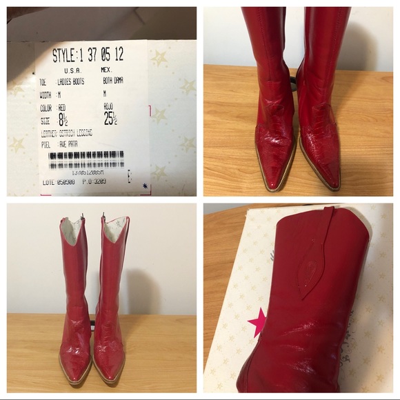 Authentic Los Altos Ostrich Leg Boots, Red Sz 8.5 - Picture 8 of 8